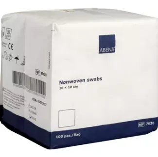 Nonwoven kompres, ABENA, 4-lags, 10x10cm, hvid, nonwoven, usteril, engangs